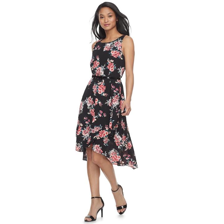 Women's Elle&trade; Ruffle High-low Hem Dress, Size: 2, Black