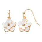 Lc Lauren Conrad Mother-of-pearl Tiered Flower Nickel Free Drop Earrings, Women's, White Oth