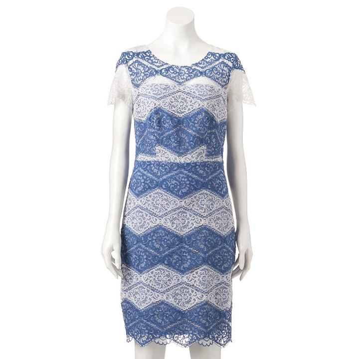Women's Chaya Striped Lace Sheath Dress, Size: 12, Med Blue