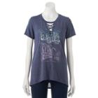 Juniors' Electric Blues Festival Lace Up Graphic Tee, Teens, Size: Small, Blue Other