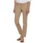 Petite Sonoma Goods For Life&trade; Twill Straight-leg Pants, Women's, Size: 8 Petite, Beig/green (beig/khaki)