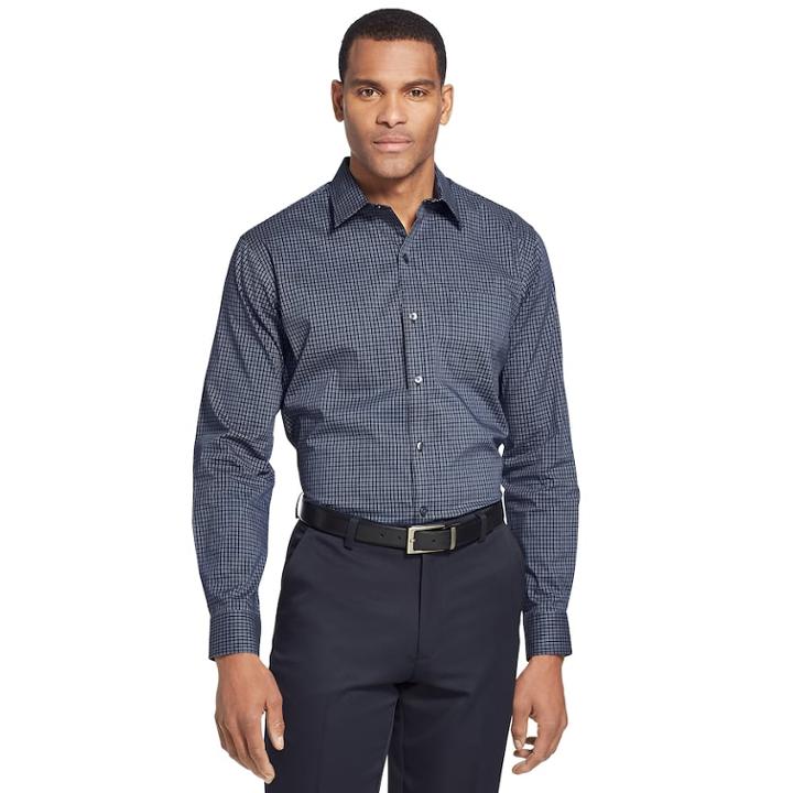 Men's Van Heusen Traveler Classic-fit Non-iron Stretch Button-down Shirt, Size: Large, Light Blue