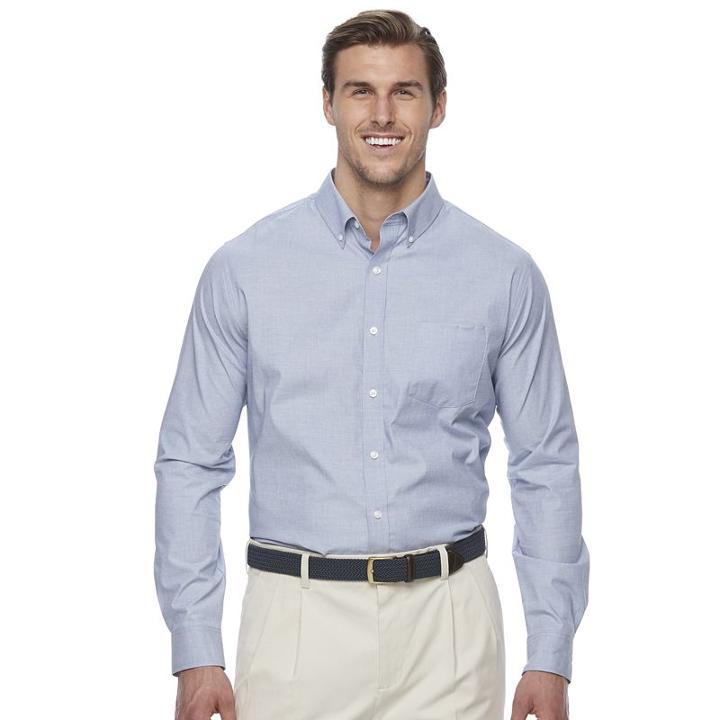 Big & Tall Croft & Barrow&reg; Classic-fit Stretch Woven Button-down Shirt, Men's, Size: 4xb, Blue