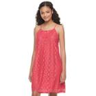 Juniors' Lily Rose Tie-neck Lace Shift Dress, Girl's, Size: Xs, Dark Pink