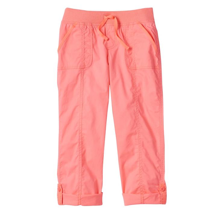 Girls Plus Size So&reg; Ribbed Waist Utility Pant Roll-tab Capris, Size: 16 1/2, Brt Orange