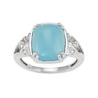 Sterling Silver Blue Chalcedony Cabochon & Diamond Accent Ring, Women's, Size: 8