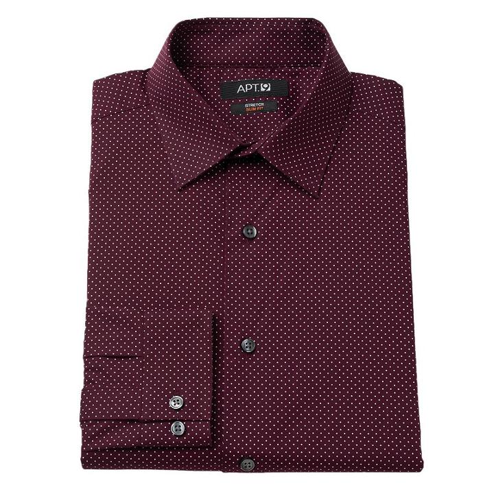 Men's Apt. 9&reg; Slim-fit Premier Flex Collar Stretch Dress Shirt, Size: 17.5-34/35, Purple