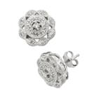 Sterling Silver 1/4-ct. T.w. Diamond Flower Stud Earrings, Women's, White
