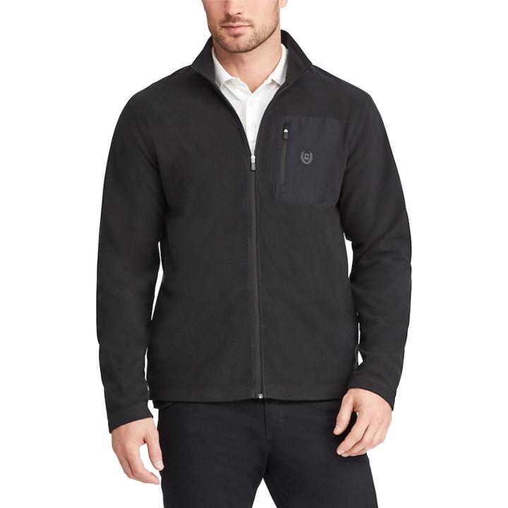 Men's Chaps Microfleece Full-zip Jacket, Size: Small, Black