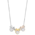 Disney's Minnie Mouse Tri-tone Cubic Zirconia Necklace By Timeless Sterling Silver, Women's, White