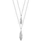 Sterling Silver Double Strand Feather Pendant Necklace, Women's, Size: 17