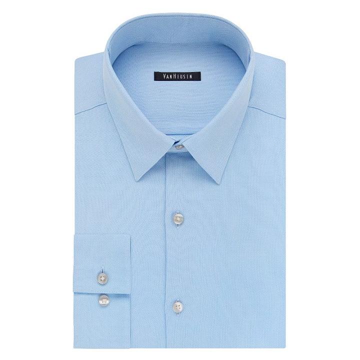 Men's Van Heusen Fresh Defense Extra-slim Fit Dress Shirt, Size: 16.5-34/35, Blue Other
