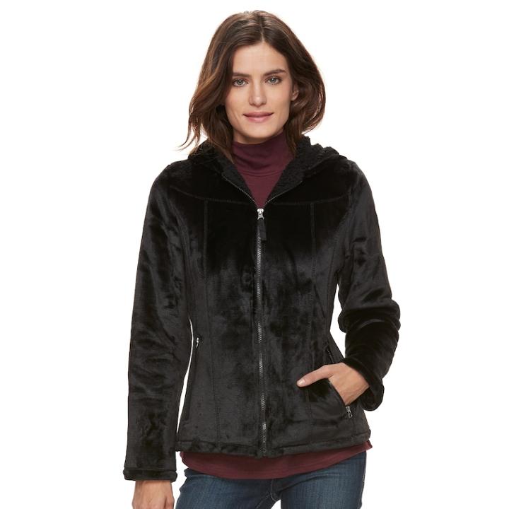 Women's Weathercast Sherpa Fleece Jacket, Size: Large, Black