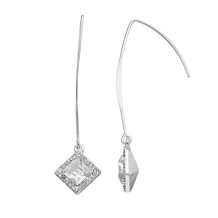 Jennifer Lopez Square Halo Nickel Free Threader Earrings, Women's, Silver