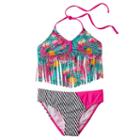 Girls 4-16 Big Chill Fringe Tankini & Scoop Bottoms Swimsuit Set, Girl's, Size: 10-12, Pink