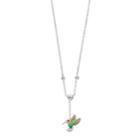 Silver Plated Crystal Hummingbird Y Necklace, Women's, Green