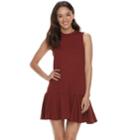 Juniors' Love, Fire Ribbed Mockneck Shift Dress, Teens, Size: Large, Dark Red