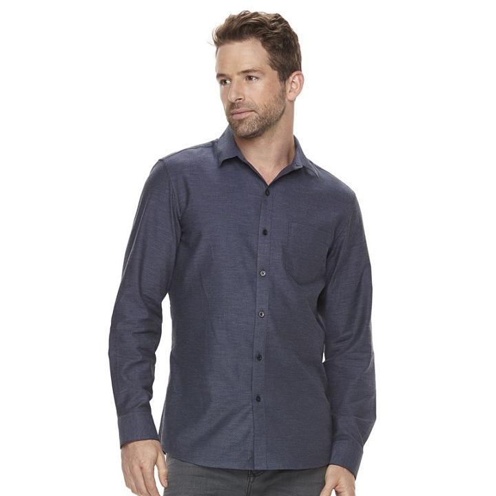Men's Marc Anthony Slim-fit Stretch Woven Button-down Shirt, Size: Large, Blue