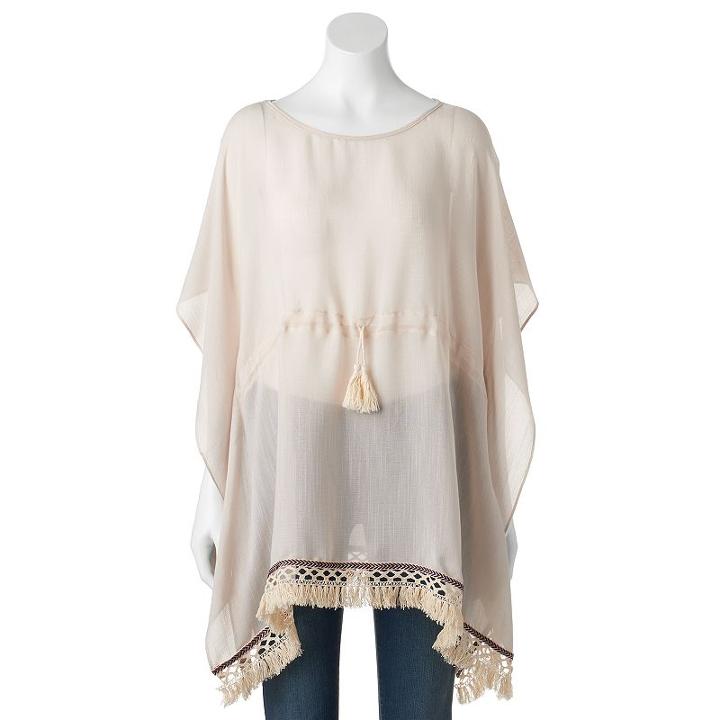 Sonoma Goods For Life&trade; Drawstring Tassel Crocheted Kimono, Women's, Size: S-m, Natural