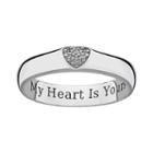 Sweet Sentiments Sterling Silver Cubic Zirconia Heart Band Ring, Women's, Size: 12, Grey