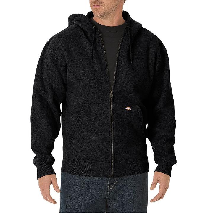 Men's Dickies Midweight Fleece Zip-up Hoodie, Size: Xxl, Black