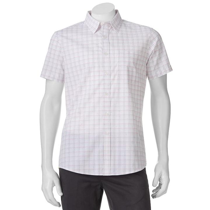 Men's Apt. 9&reg; Slim-fit Patterned Stretch Button-down Shirt, Size: Xlg Slim, White