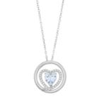 Radiant Gem Sterling Silver Aquamarine, Lab-created White Sapphire & Diamond Accent Heart Pendant Necklace, Women's, Size: 18, Blue