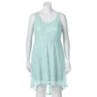 Juniors' Plus Size Wrapper Lace High-low Skater Dress, Girl's, Size: 2xl, Green Oth