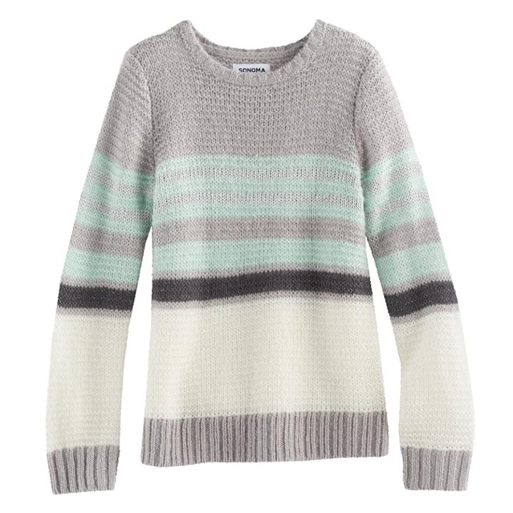 Girls 4-12 Sonoma Goods For Life&trade; Striped Sparkle Sweater, Size: 8, Brt Green