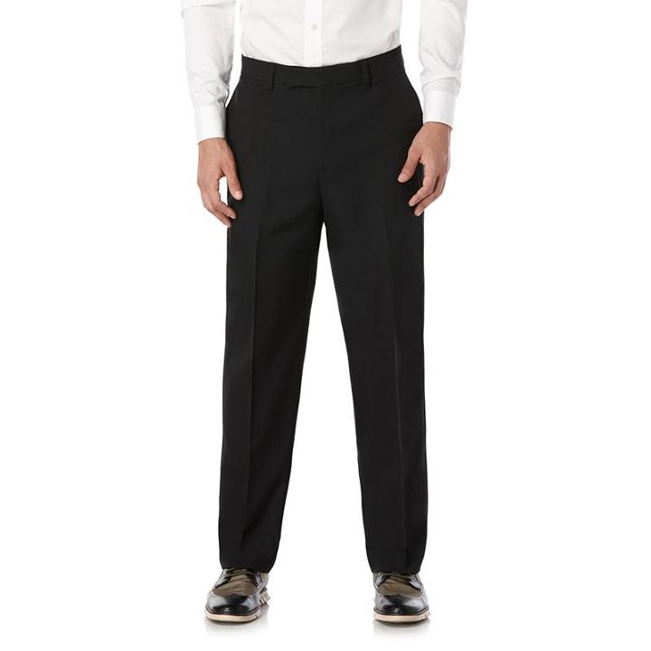 Men's Savane Active Flex Tailored-fit Stretch Flat-front Dress Pants, Size: 32x30, Grey (charcoal)
