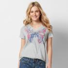 Women's Patriotic Graphic V-neck Tee, Size: Xl, Light Grey