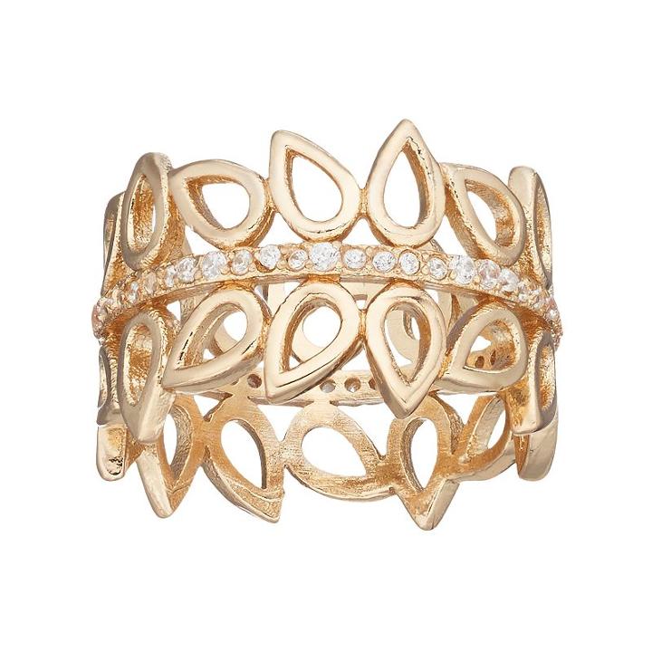 Lc Lauren Conrad Cubic Zirconia Openwork Teardrop Ring, Women's, Size: 7, Gold