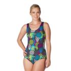 Women's Dolfin Moderate Scoopback One-piece Swimsuit, Size: 12 Comp, Med Blue