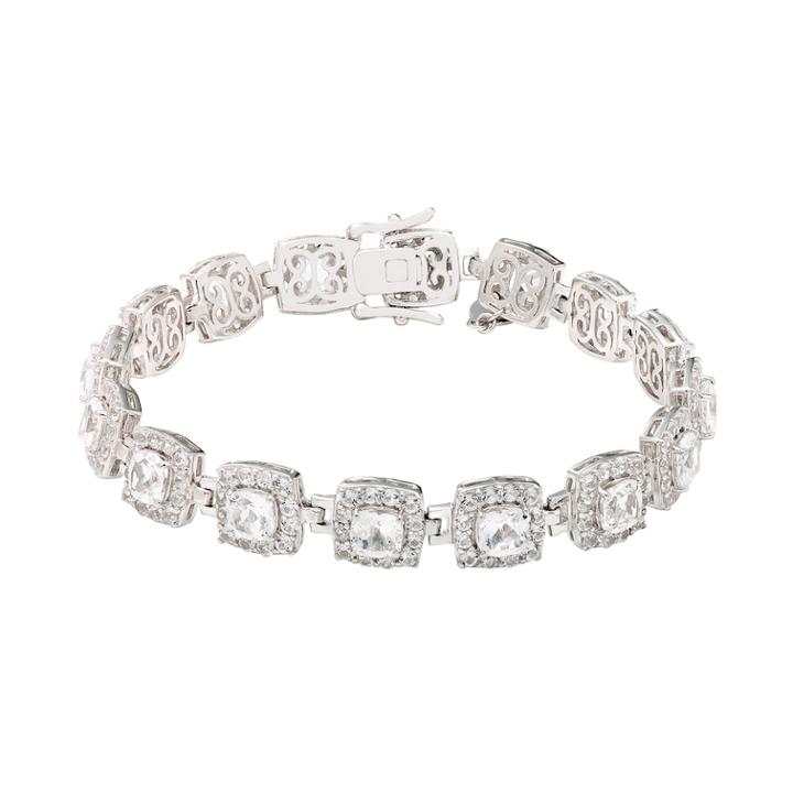 Sterling Silver Lab-created White Sapphire Halo Bracelet, Women's, Size: 7.5
