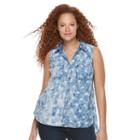 Plus Size Rock & Republic&reg; Sleeveless Button Down Denim Top, Women's, Size: 2xl, Blue
