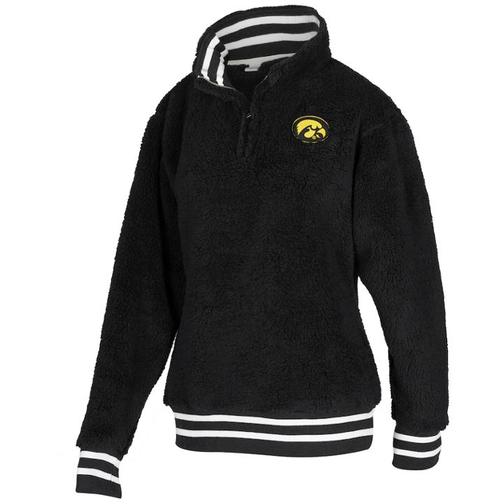 Women's Iowa Hawkeyes Sherpa Pullover, Size: Xl, Black
