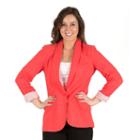 Women's Larry Levine Linen Blend Blazer, Size: 4, Dark Red