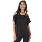 Juniors' Iz Byer California Satin Cold Shoulder Top, Teens, Size: Medium, Black