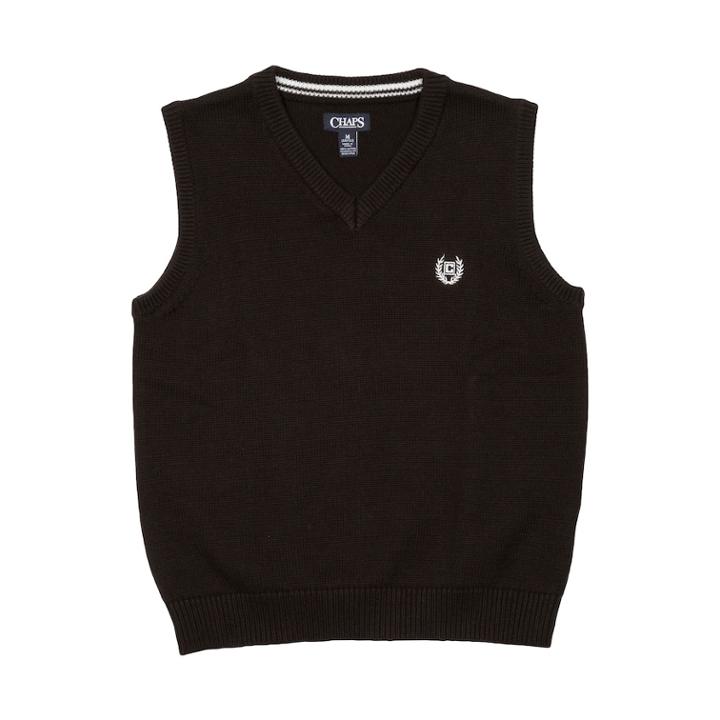 Boys 4-20 Chaps Solid Sweater Vest, Size: 18-20, Black