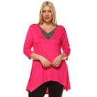 Plus Size White Mark Beaded High-low Hem Tunic, Women's, Size: 3xl, Pink Other