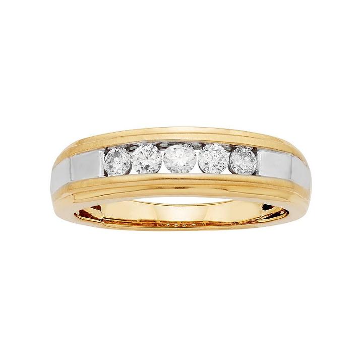Men's 14k Gold Igl Certified 1/2 Carat T.w. Diamond Wedding Band, Size: 9.50, White