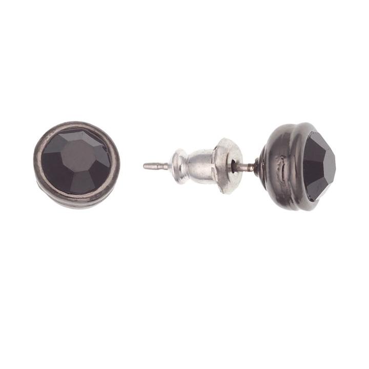 1928 Black Faceted Stud Earrings, Women's