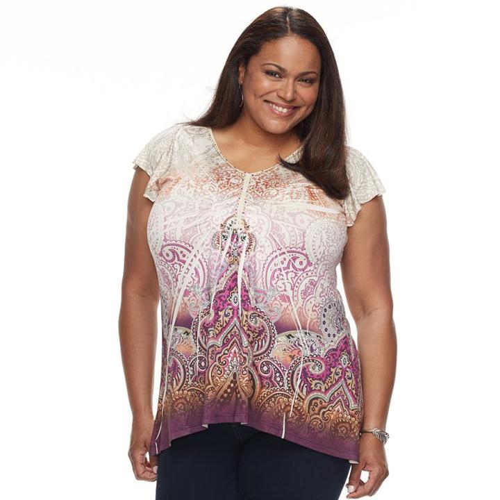 Plus Size World Unity Printed Sublimation Tee, Women's, Size: 0x, Dark Brown