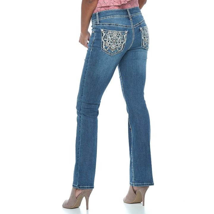 Women's Apt. 9&reg; Embellished Bootcut Jeans, Size: 8 Short, Black