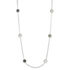 Sterling Silver Gemstone & Cubic Zirconia Halo Long Necklace, Women's, Size: 32, Black