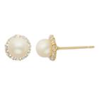 Junior Jewels Freshwater Cultured Pearl & Cubic Zirconia 14k Gold Halo Stud Earrings - Kids, Girl's, White