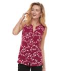 Women's Croft & Barrow&reg; Sleeveless Henley Shirt, Size: Medium, Dark Pink