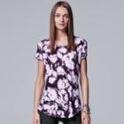 Women's Simply Vera Vera Wang Print Scoopneck Tee, Size: Xl, Drk Purple