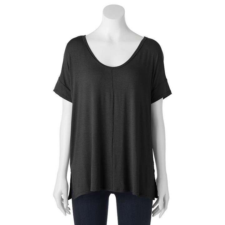 Juniors' Mudd&reg; Vented Drop Shoulder Tee, Girl's, Size: Large, Black