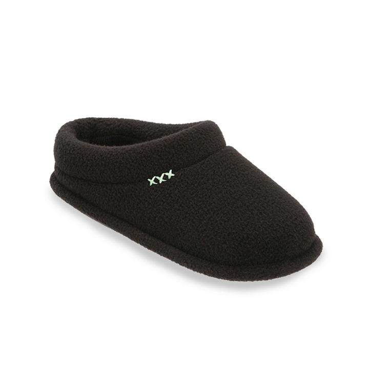 Dearfoams Boys' Fleece Clog Slippers, Size: 11-12, Black